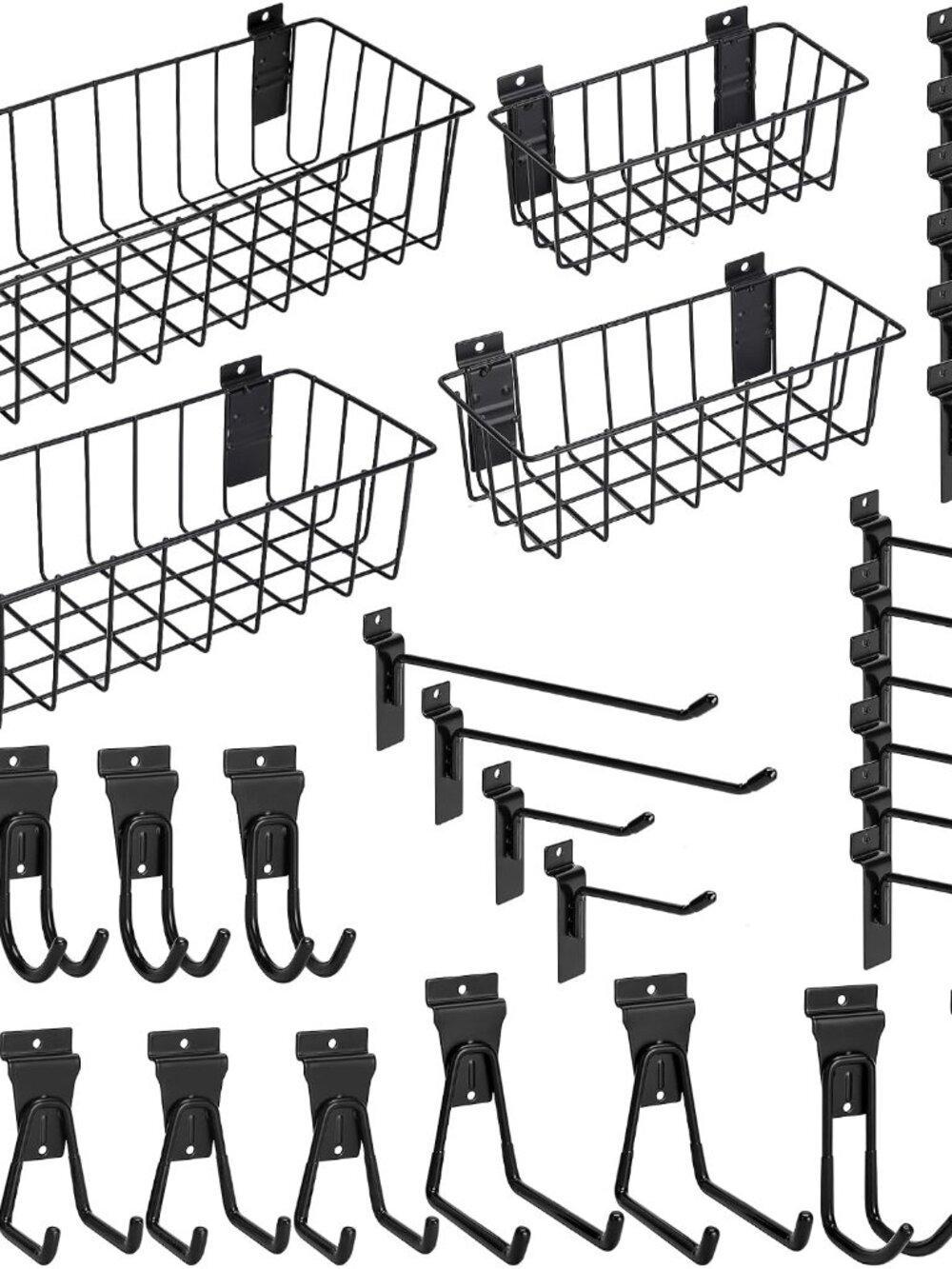 Heavy-Duty Slatwall Baskets and Hooks - Slatwall Accessories for Standard Slatwa